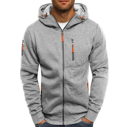 Men's Casual Cotton Blend Zipper Hooded Slim Fit Sports Jacket