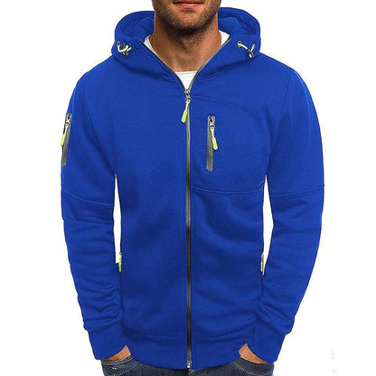 Men's Casual Cotton Blend Zipper Hooded Slim Fit Sports Jacket
