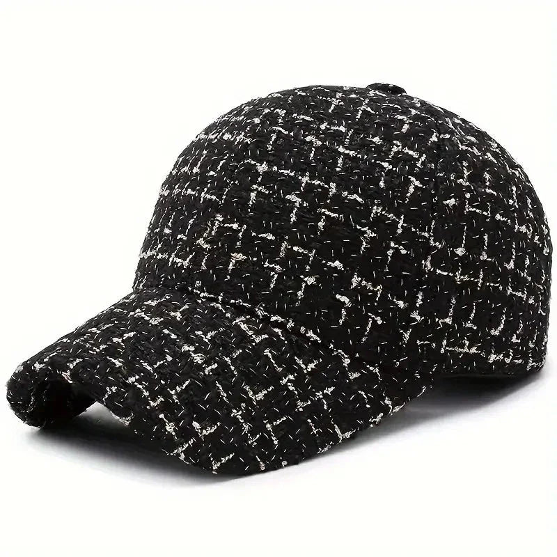 Men’s Bouclé Cap | Black and White Knitted Baseball Cap