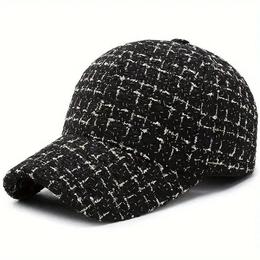 Men’s Bouclé Cap | Black and White Knitted Baseball Cap