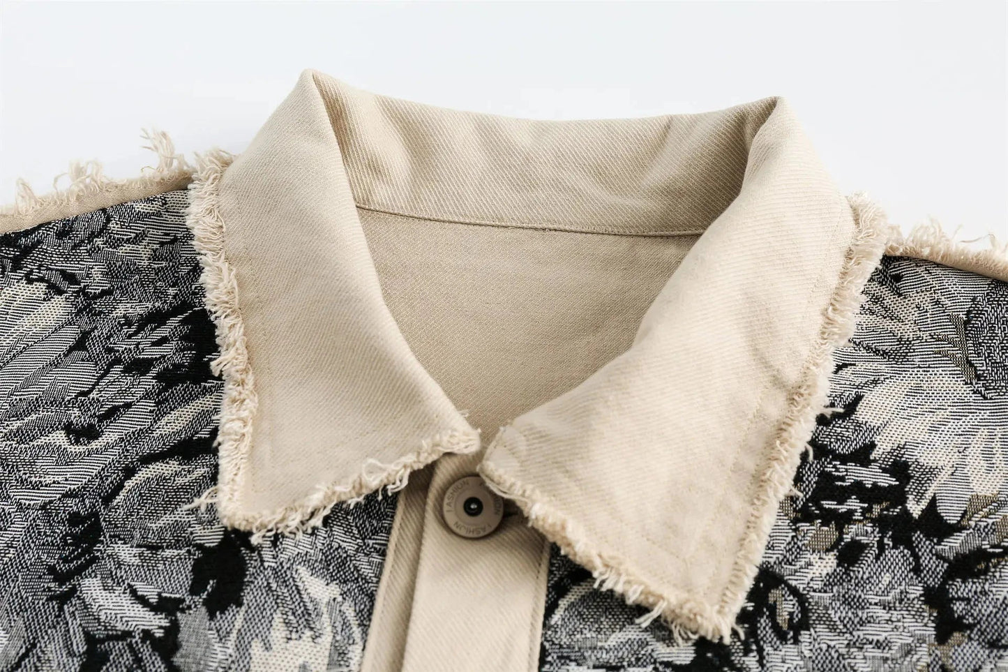 Men’s Patchwork Denim Jacket | Vintage Floral Jacket with Fringe Details