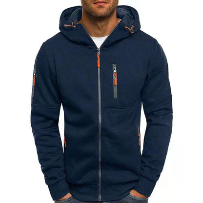Men's Casual Cotton Blend Zipper Hooded Slim Fit Sports Jacket