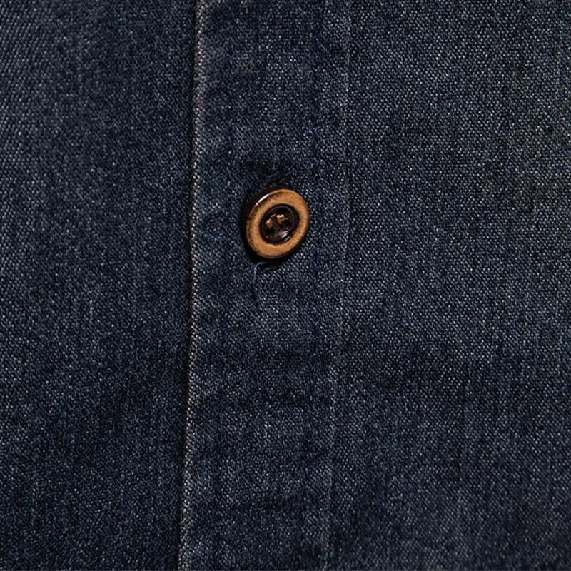 Men's Vintage Washed Distressed Denim Lapel Shirt