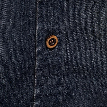 Men's Vintage Washed Distressed Denim Lapel Shirt