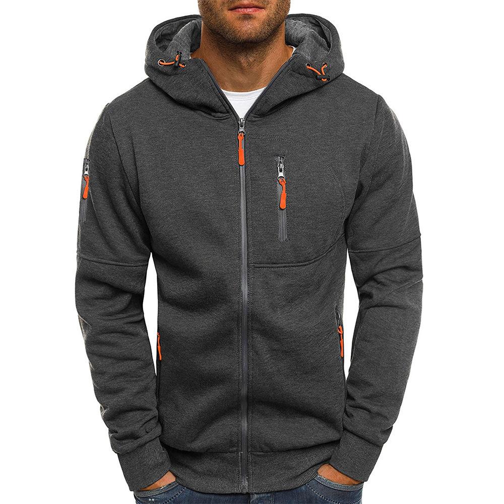 Men's Casual Cotton Blend Zipper Hooded Slim Fit Sports Jacket